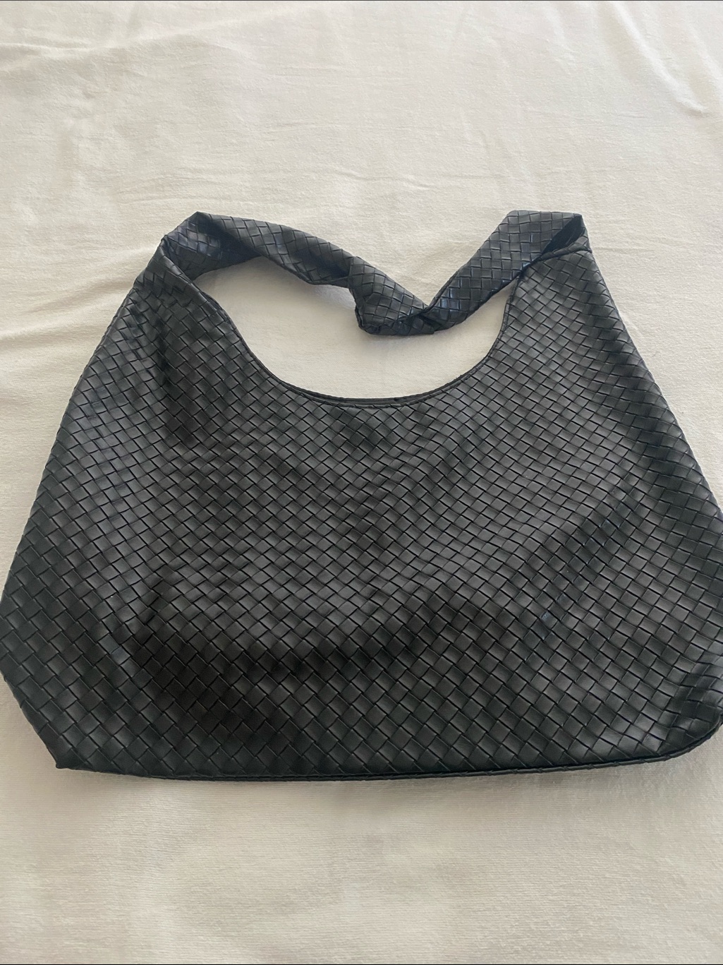 Black Woven Hobo Shoulder Bag
